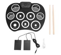 Juego de Batería Electrónica, 9 Almohadillas Enrollables con Baquetas, Conector para Auriculares de 3,5 Mm, Altavoz Incorporado, 7 Tonos, 10 Ritmos para Práctica de Batería,