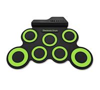 Juego de batería electrónica de 7 almohadillas enrollables para práctica, altavoces integrados, auriculares USB, para niños y adultos principiantes