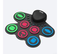 Juego de batería electrónica portátil enrollable con altavoz integrado de 3 W | 7 tonos 10 ritmos | USB recargable para soporte MIDI almohadilla de práctica con pedal y |