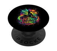 Juego de batería I Destroy Silence Drummer Colorful Music PopSockets PopGrip Adhesivo
