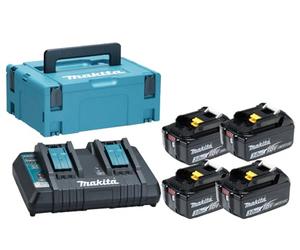 Juego de baterías Makita LXT Li-Ion 18 V 4 x 3,0 Ah BL1830B, Cargador DC18RD, Makpac 2