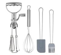 Juego de batidor de huevos manual 4 en 1 con batidora giratoria, cepillo de silicona y espátula, apto para hornear y cocinar en casa