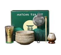Juego de batidor de matcha, kit de 5 piezas para matcha con cuenco de cerámica, batidor, cuchara, soporte para barrido y tamiz, accesorio tradicional, perfecto para uso familiar, regalo y preparación