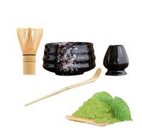 Juego de batidor y cuchara de matcha, juego de té auténtico, diseño natural y seguro, kit de matcha profesional resistente para familiares, amigos, colegas, amantes del matcha y novatos