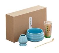 Juego de batidor y pala de matcha de cerámica, juego de té natural y seguro, juego de matcha profesional para el hogar, cocina, comedor, familia, amigos, colegas