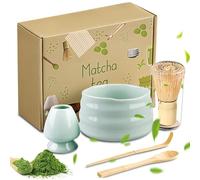 Juego de batidores de matcha, juego de piezas con cuenco para matcha, vertedor y soporte para batidor, para preparación tradicional de té matcha (verde)