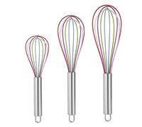 Juego de batidores de silicona, paquete de 3, batidor sin arañazos, utilizado de forma segura en utensilios de cocina antiadherentes, perfecto para mezclar, batir, mezclar, cocinar, hornear, hacer