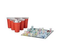 Juego de Beber de 2 Piezas para Adultos, Drinking Ludo, Vasos Rojos para Beer Pong, Juego de Fiesta, a Partir de 18 años