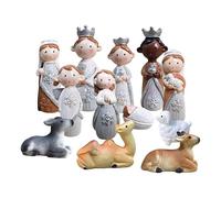 Juego de belén de Escritorio, decoración de Mesa, belén en Miniatura, Juego de Escena de Pesebre en Miniatura, 12 Piezas de Decoraciones de Navidad de Resina, Escena de Nacimiento de Jesús, Regalos