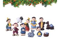 Juego de belén de Navidad - Escena de Resina para decoración de Interiores - Mini Figuras de decoración de Juguetes de Familia Cristiana Mesa Pueblo Patio árbol al Aire Libre Amigos Uso en