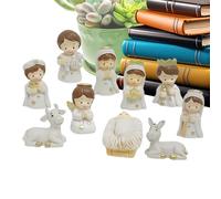 Juego de belén de Navidad, esculturas religiosas de nacimiento de Jesús, resina, pintado a mano, estatua de Jesús María José, para chimenea, familias católicas, iglesia, hogar, vacaciones