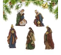Juego de belén de Navidad | Juego de 5 figuras clásicas, escena de nacimiento de Jesús, decoración interior, para madres, niños, adultos, amigos, mesa de comedor, repisa de chimenea, alféizar, iglesia