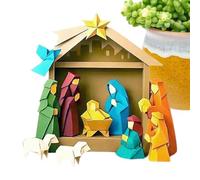 Juego de belén de Navidad plegable, escena navideña de papel con animales de María José Jesús, decoración de mesa para el hogar, aula e iglesia, exhibición interactiva hecha a mano de 7.1 x 4.7 x 0.4