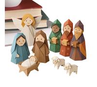 Juego de belén de Navidad plegable, escena navideña de papel con animales de María José Jesús, decoración de mesa para el hogar, aula e iglesia, exhibición interactiva hecha a mano de 7.1 x 4.7 x 0.4