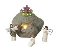 Juego de belén de Pascua, 17 x 17 x 6 cm, decoración de tumba vacía, Pascua, decoración religiosa de estatua cristiana, de belén para mantel, primavera, oficina, estante cristiano, iglesia