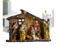 Juego De Belén | Decoraciones de Figuras Navideñas de 38 cm - Esculturas Religiosas Del Nacimiento De Jesús De Resina Con Pesebre - Para Decoración De Mesa Chimenea Hogar Iglesia Interior En Fiestas C