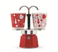 Juego de Bialetti Mini Express Moka con 2 tazas Corazón 90 ml