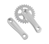 Juego de Bielas 28T 114mm para Agujero Cuadrado | Aleación de aluminio, ligero, reduce fatiga, ideal ciclismo urbano, acabado plateado