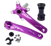 Juego de bielas de 170 mm, construcción de aleación de aluminio con soporte inferior para bicicletas que soportan configuraciones de plato individual, doble, triple (morado)