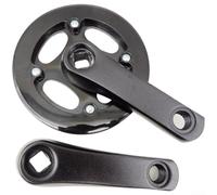 Juego de bielas de aleación de aluminio con agujero cuadrado para niños, bicicleta scooter 25T 28T 32T 92mm 102mm 114mm 127mm plato de acero doble protector de plástico ligero negro (25T 92mm)