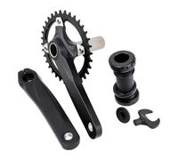 Juego de bielas de bicicleta de aleación de aluminio 104BCD | 32T/34T/36T/38T con eje de acero cromado para bicicleta de montaña, componentes de ciclismo MTB, color negro