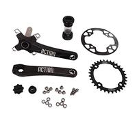 Juego de bielas huecas para bicicleta, soporte inferior, plato ancho estrecho de 32T, placa protectora de 32T a 34T, aleación de aluminio resistente y duradera para bicicleta de