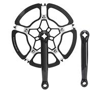 Juego de bielas para bicicleta, aleación de aluminio 53T, manivela de una sola velocidad, transmisión ligera fuerte, 3 colores (Negra)