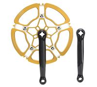 Juego de bielas para bicicleta, aleación de aluminio 53T, manivela de una sola velocidad, transmisión ligera fuerte, 3 colores (Oro)