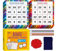 Juego de Bingo de Multiplicación y División, 360 Problemas Matemáticos, 2 Juegos de Mesa Educativos para Niños de Jardín de Infancia y Preescolar de 4 a 8 Años, Aula y en Casa