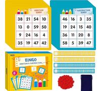 Juego de bingo de suma y resta, 360 problemas matemáticos, 2 juegos de mesa educativos de matemáticas para niños de jardín de infantes y preescolar de 4 a 8 años, Ideal para el aula y el hogar