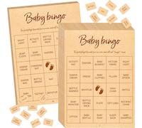 Juego de bingo para baby shower, 50 tarjetas de bingo perforadas, juegos de bingo para baby shower, despedida de soltera