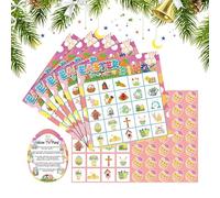 Juego de bingo para niños - Papel 16,7 x 17,2 cm | Juego de mesa Bingo Kit de Bingo para el aula Familiar Iglesia | Tarjetas de Actividad para Interior, Pegatinas, Calling Pieces, Celebración
