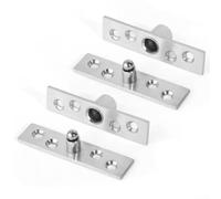 Juego de bisagras superiores inferiores giratorias de 360 grados de acero inoxidable para puertas de madera, muebles y estanterías con rodamientos de bolas (plata)