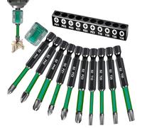 Juego de bits de destornillador de 70 mm de largo, Ph1 Ph2 Ph3 Pz1 Pz2 Pz3 T10 T20 T25 T30 Juego de bits con cabeza magnética con un imantador, eje hexagonal de 1/4"