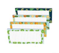 Juego de bloc de notas portátil con temática de frutas para listas de comestibles, recordatorios diarios, recetas de tareas de 21,5 x 9 cm, papel de escritura fácil, 25 hojas cada uno, paquete de 4
