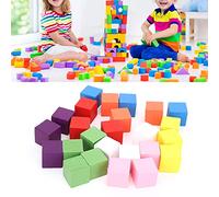 Juego de Bloques de Colores para Niños, Juguete Educativo de Madera de Pino Colorido para el Aprendizaje Temprano y el Desarrollo de la Geometría, 2 Juegos (25mm 25 Piezas)