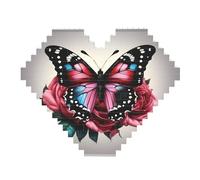 Juego de bloques de construcción con diseño de rosas y mariposas en forma de corazón, rompecabezas 3D, decoración del hogar, 82 piezas