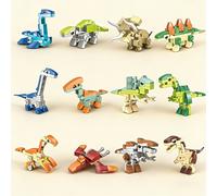 Juego de bloques de construcción de dinosaurios para niños | Bloques grandes de dinosaurio de y entrelazado DIY | Regalo interactivo para niños pequeños y niños, colores aleatorios. Color aleatorio