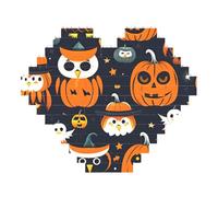 Juego de bloques de construcción de Halloween, búho, fantasma, calabaza, arte con forma de corazón, rompecabezas 3D, decoración del hogar, 53 piezas