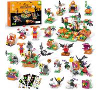 Juego de bloques de construcción de monstruos de Halloween, 18 modelos de regalo, más de 531 piezas, a partir de 6 años (parche de calabaza)
