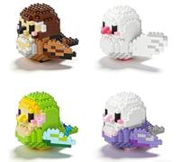 Juego de Bloques de Construcción de Pájaros, Mini Bloques de Construcción de Loros, Juguetes Educativos para Fiestas de Cumpleaños, Regalo para Adultos Modelo de Fiesta de Animales