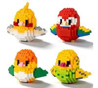 Juego de Bloques de Construcción de Pájaros, Mini Bloques de Construcción de Loros, Juguetes Educativos para Fiestas de Cumpleaños, Regalo para Adultos Modelo de Fiesta de Animales