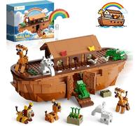 Juego de bloques de construcción del Arca de Noé, 845 piezas, kit de modelo de historia bíblica de lujo para adultos, niños y niñas, juguete de construcción religiosa interactivo, regalo cristiano
