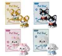 Juego de Bloques de Construcción para Perros, Mini Ladrillos de Construcción Perros 4 Piezas, Micro Bloques de Construcción Juguetes Kit, Juguetes Educativos de Construcción, Regalo de Cumpleaños