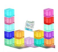Juego de bloques de gelatina arcoíris, 16 bloques de construcción de sensores de colores, cubos de piedras preciosas coloridas, juguetes de motricidad y sentidos, juguetes apilables, bloques de