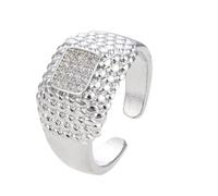 Juego de bloques de luz de estilo europeo con anillo de circonita cúbica, diseño plateado que se puede combinar con ropa casual para crear un aspecto más relajado, 3x2x2cm, Metal