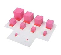 Juego de bloques de madera rosa: percepción dimensional maestra, tubos de entrenamiento de atención sensorial de 10 piezas, volumen graduado de 1-10 cm + bordes lisos, madera dura natural sostenible p
