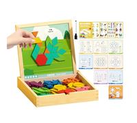 Juego De Bloques Magnéticos De Madera - Tangram Montesori | Juguetes Educativos De Aprendizaje | 225 PCS Bloques De Colores De Madera, Formas Geométricas para