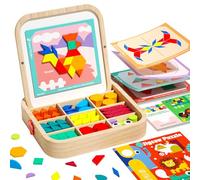 Juego de Bloques magnéticos de Madera Tarjetas, 288 Piezas. Rompecabezas Montessori Tangram, Juguete Educativo para niños de 3 a 5 años. Regalo Stem Educativo para niños y niñas de 3, 4 5. (288)