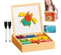 Juego de bloques magnéticos genéricos Toddler, Wooden Magnet Pattern Blocks Set, 8,86 x 8,86 x 2,76 pulgadas Safe Geometric Cube Educational Toy, Stem Learning Puzzle Game for Travel, Home, Birthday